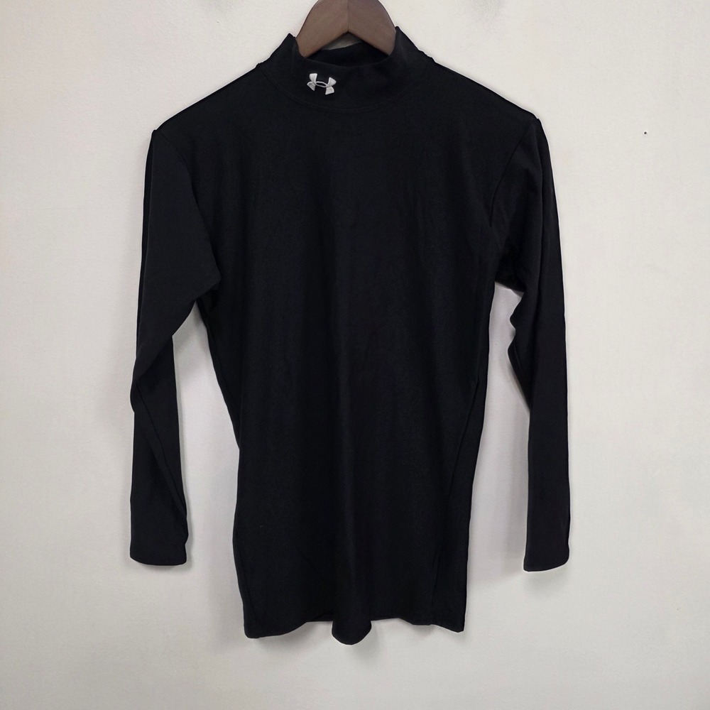 Under Armour Mens Large Mock Neck Long Sleeve Compression Shirt Black USA Sports
